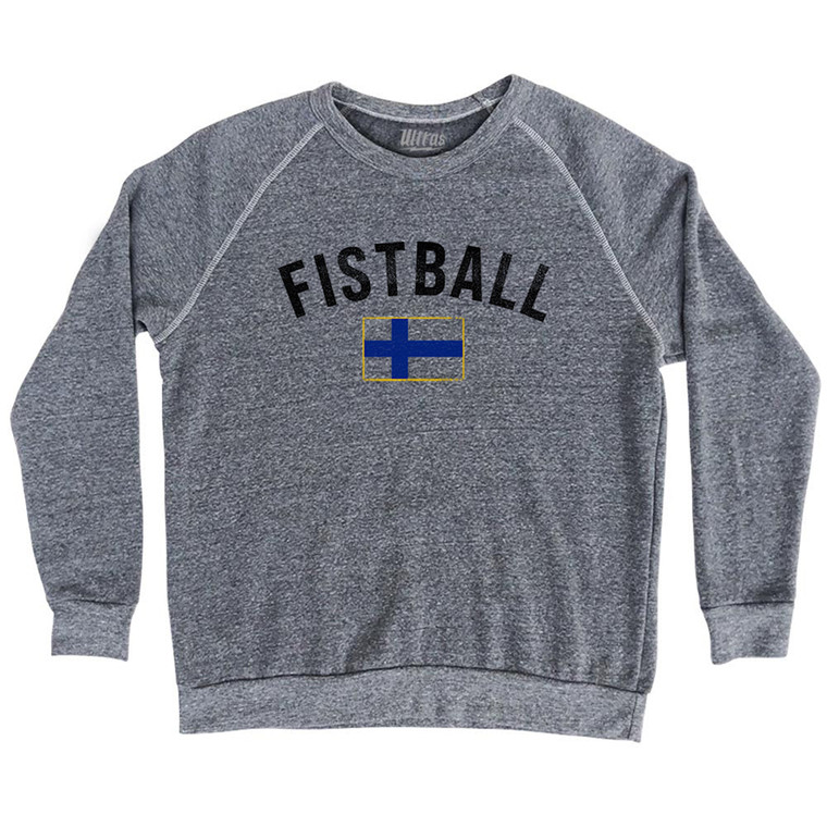 Finland Fistball Country Flag Adult Tri-Blend Sweatshirt - Athletic Grey