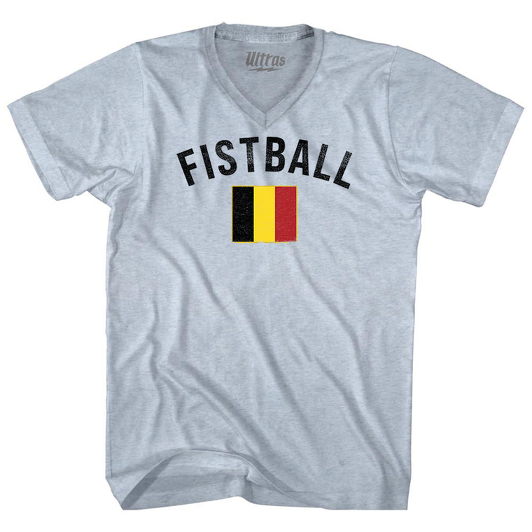 Belgium Fistball Country Flag Adult Tri-Blend V-neck T-shirt - Athletic White