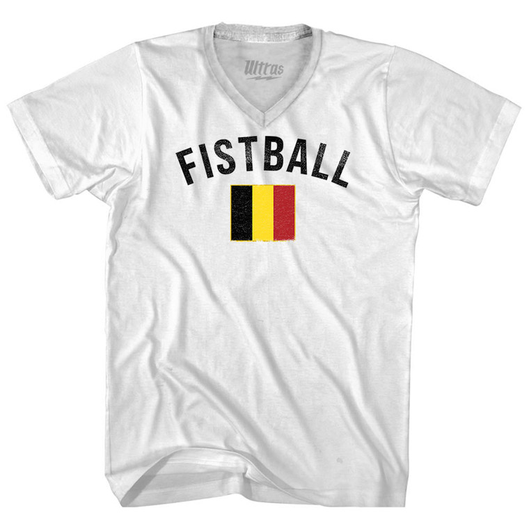 Belgium Fistball Country Flag Adult Tri-Blend V-neck T-shirt - White