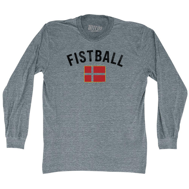 Denmark Fistball Country Flag Adult Tri-Blend Long Sleeve T-shirt - Athletic Grey