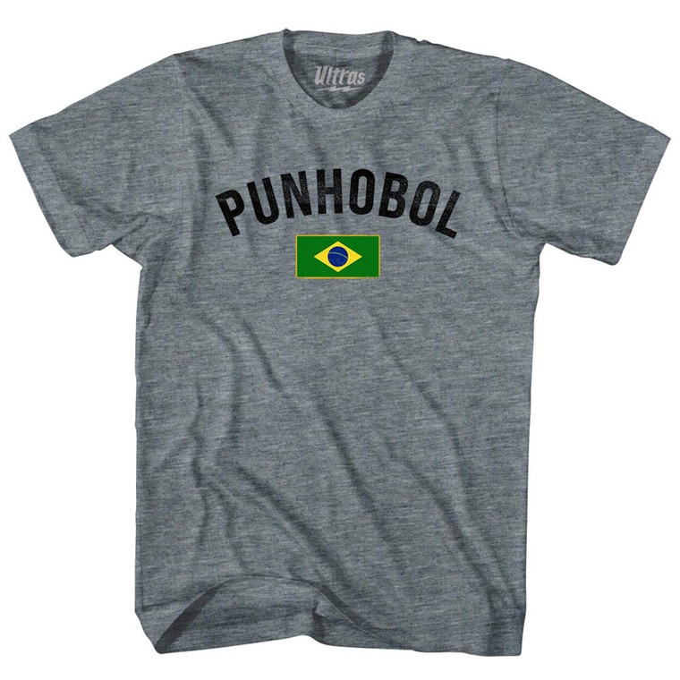 Brazil Punhobol Country Flag Womens Tri-Blend Junior Cut T-Shirt - Athletic Grey