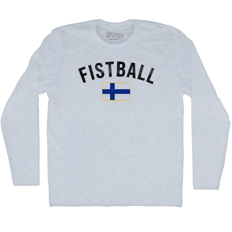 Finland Fistball Country Flag Adult Tri-Blend Long Sleeve T-shirt - Athletic White