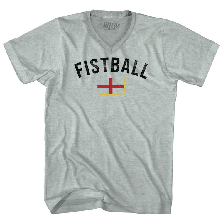 England Fistball Country Flag Adult Tri-Blend V-neck T-shirt - Athletic Cool Grey