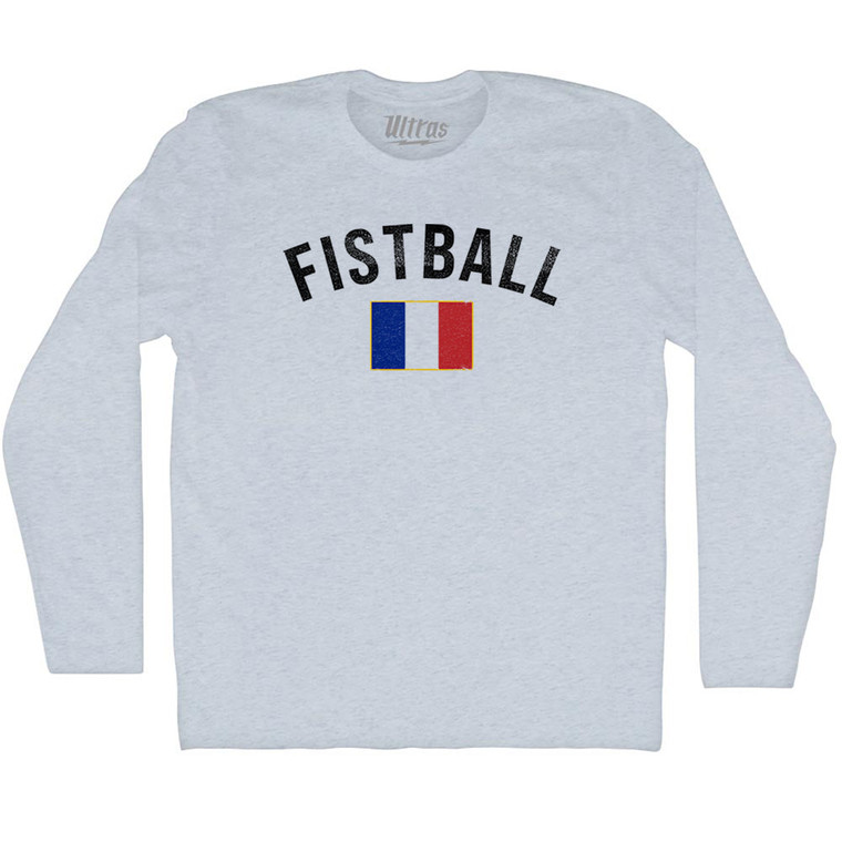 France Fistball Country Flag Adult Tri-Blend Long Sleeve T-shirt - Athletic White