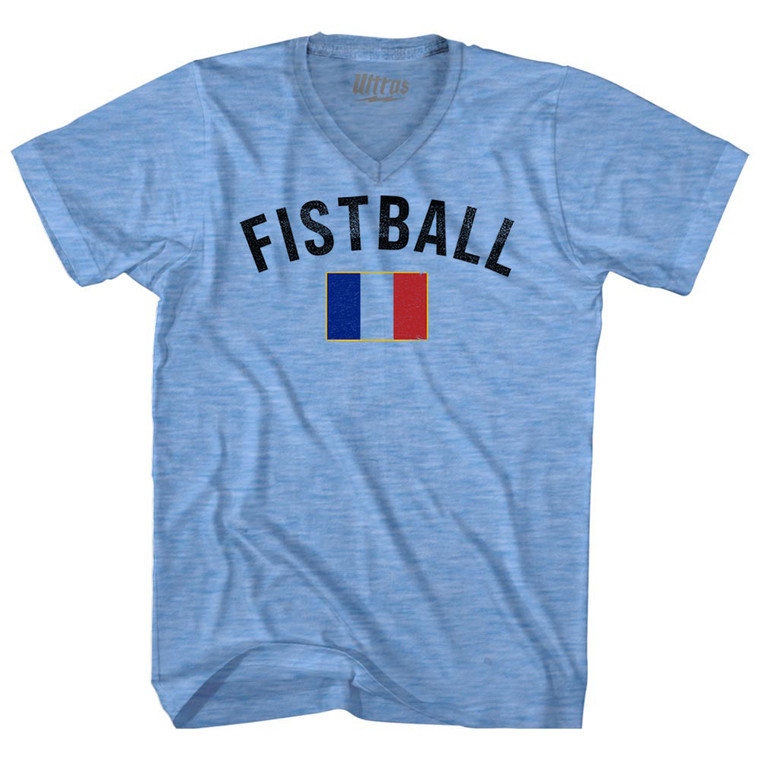 France Fistball Country Flag Adult Tri-Blend V-neck T-shirt - Athletic Blue