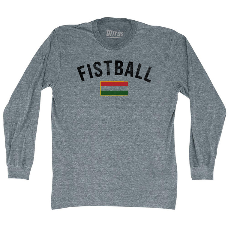 Hungary Fistball Country Flag Adult Tri-Blend Long Sleeve T-shirt - Athletic Grey