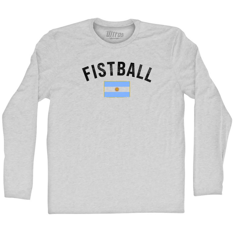 Argentina Fistball Country Flag Adult Cotton Long Sleeve T-shirt - Grey Heather