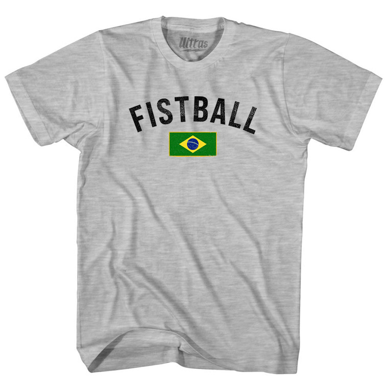 Brazil Fistball Country Flag Youth Cotton T-shirt - Grey Heather