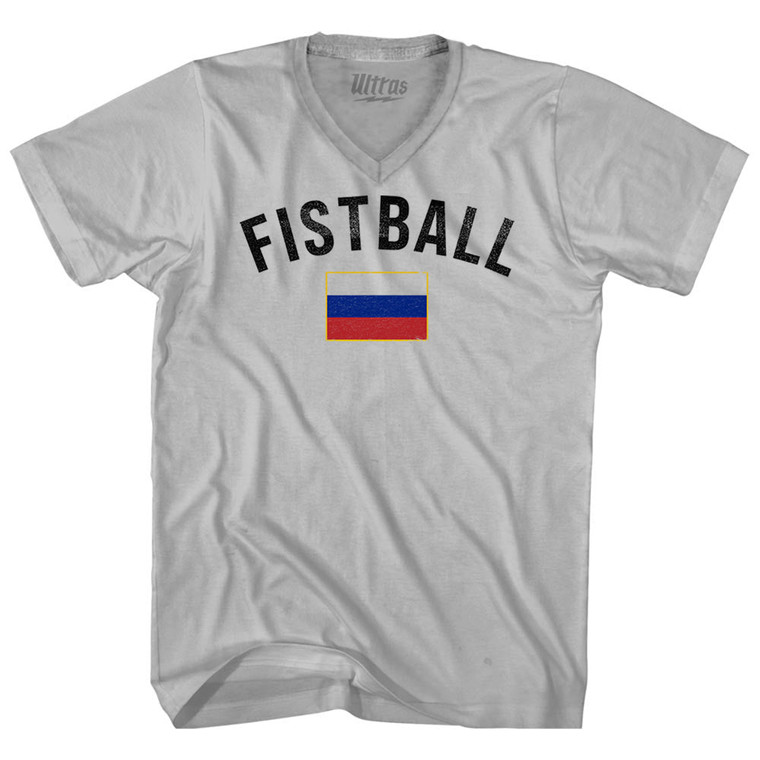 Russia Fistball Country Flag Adult Tri-Blend V-neck T-shirt - Cool Grey