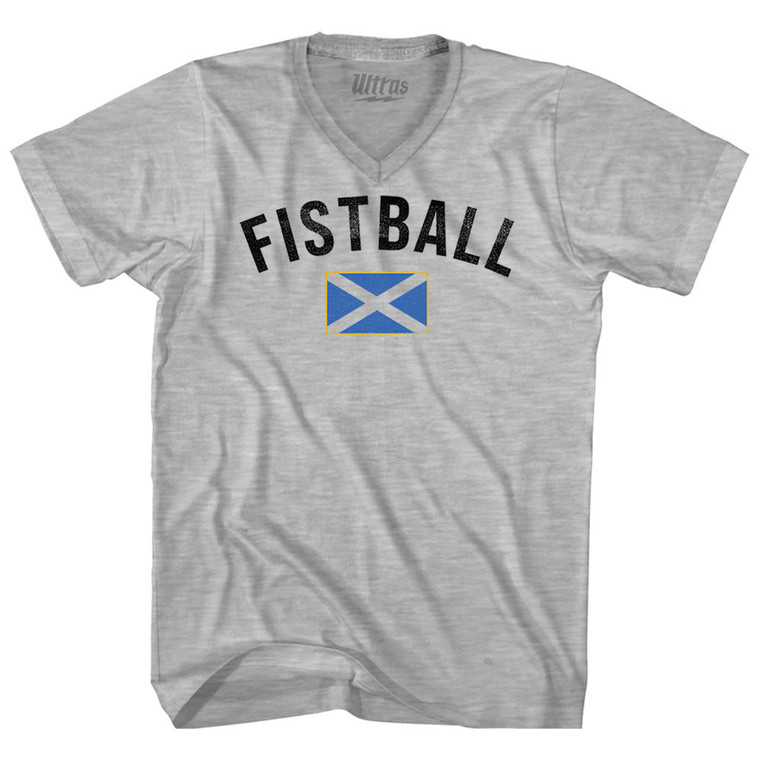 Scotland Fistball Country Flag Adult Cotton V-neck T-shirt - Grey Heather
