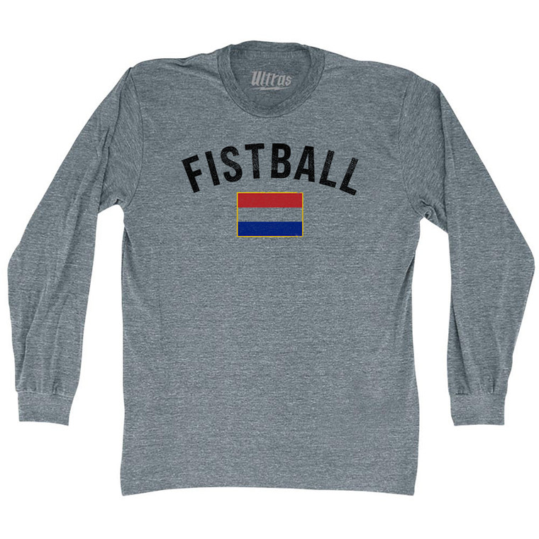 Netherlands Fistball Country Flag Adult Tri-Blend Long Sleeve T-shirt - Athletic Grey