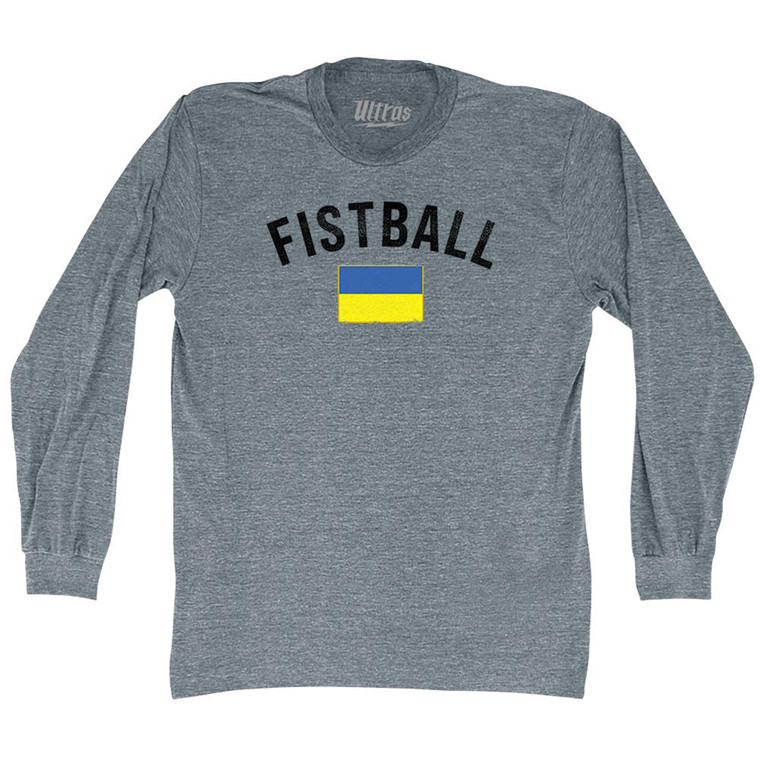 Ukraine Fistball Country Flag Adult Tri-Blend Long Sleeve T-shirt - Athletic Grey