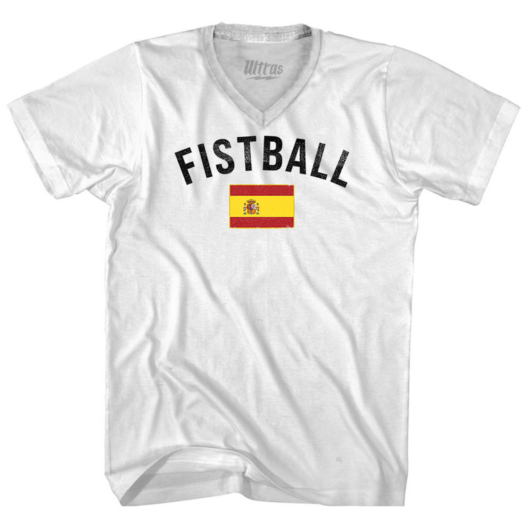 Spain Fistball Country Flag Adult Tri-Blend V-neck T-shirt - White