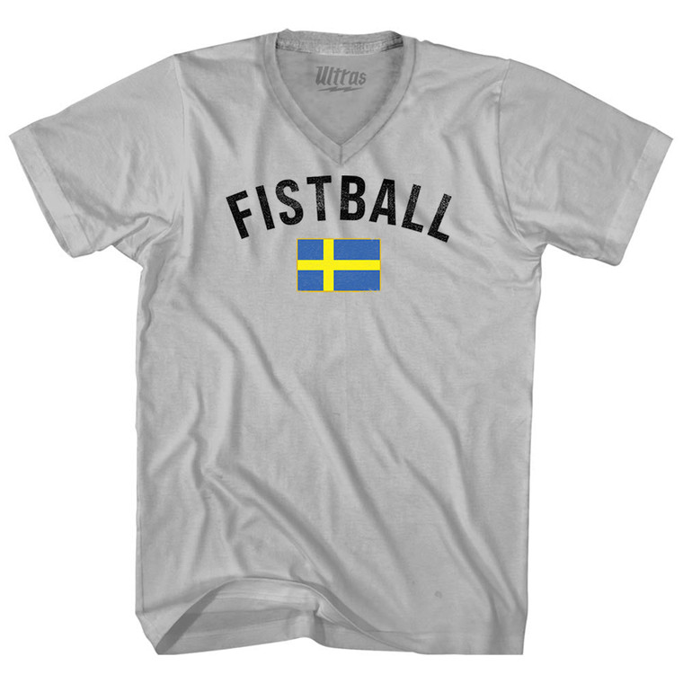 Sweden Fistball Country Flag Adult Tri-Blend V-neck T-shirt - Cool Grey