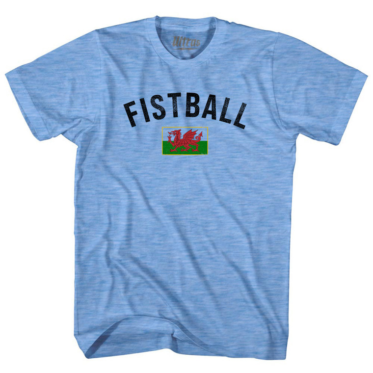 Wales Fistball Country Flag Adult Tri-Blend T-shirt - Athletic Blue