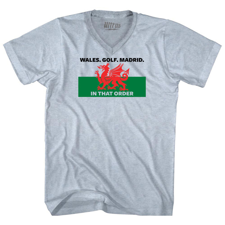 Wales Golf Madrid Adult Tri-Blend V-neck T-shirt - Athletic White