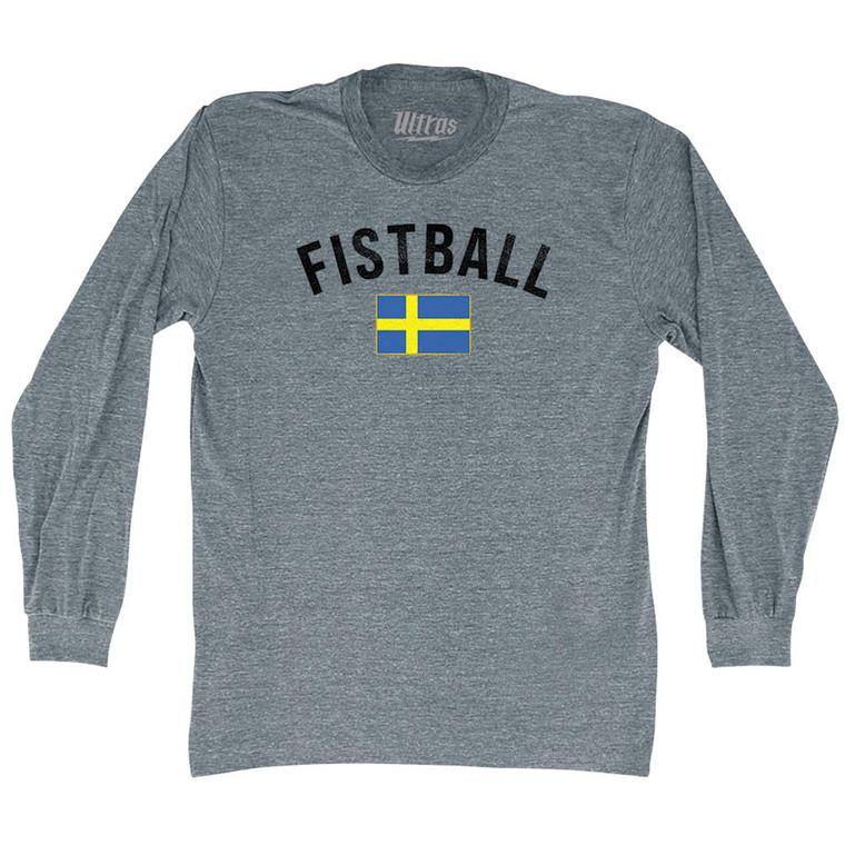 Sweden Fistball Country Flag Adult Tri-Blend Long Sleeve T-shirt - Athletic Grey