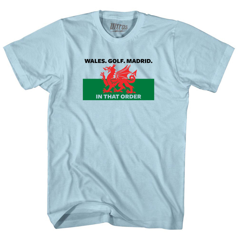 Wales Golf Madrid Adult Cotton T-shirt - Light Blue