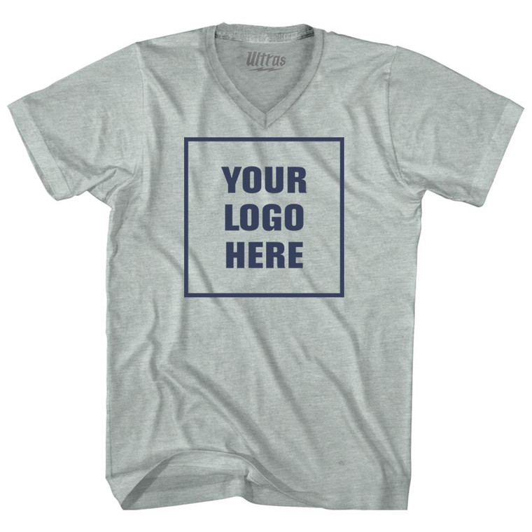 Custom Your Logo Here Adult Tri-Blend V-neck T-shirt - Athletic Cool Grey