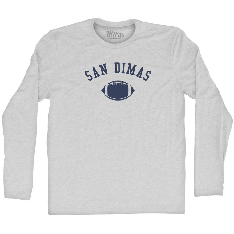 San Dimas Football Adult Cotton Long Sleeve T-shirt - Grey Heather