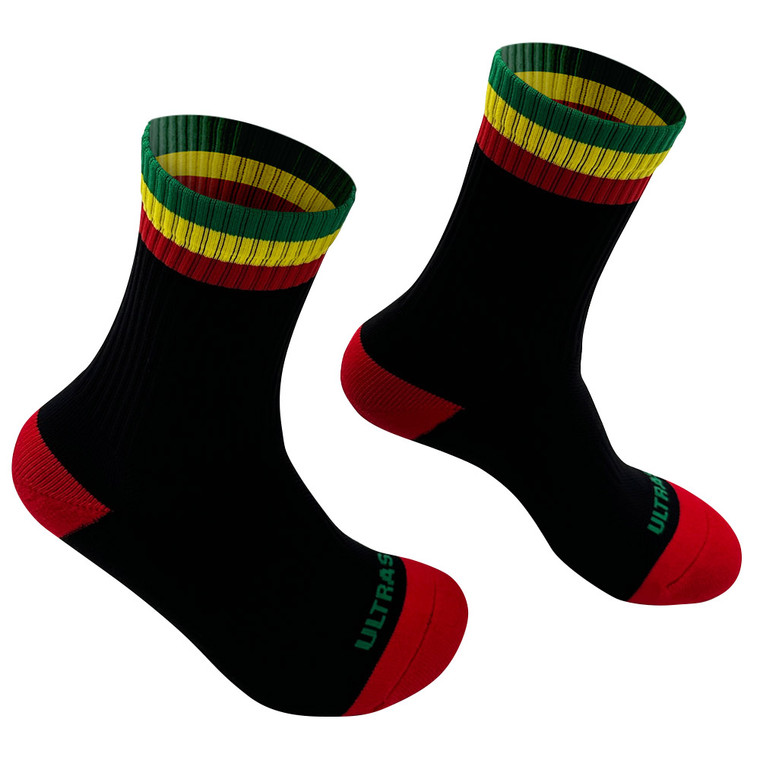Rasta Flag Athletic Half-Crew Socks - Black