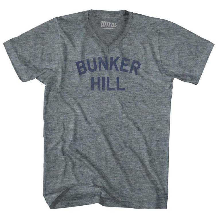 Bunker Hill Tri-Blend V-neck Womens Junior Cut T-shirt - Athletic Grey
