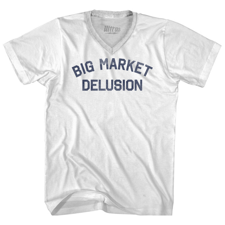 Big Market Delusion Adult Tri-Blend V-neck T-shirt - White