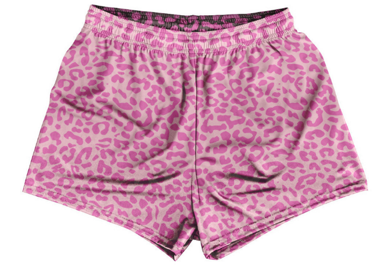 Adult SMALL- Cheetah Two Tone Pale Pink Womens & Girls Sport Shorts End Made In USA - Pale Pink- Final Sale ZT42