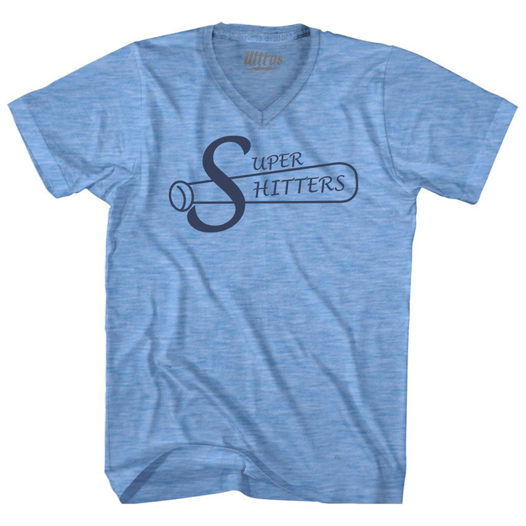 Super Hitters Adult Tri-Blend V-neck T-shirt - Athletic Blue
