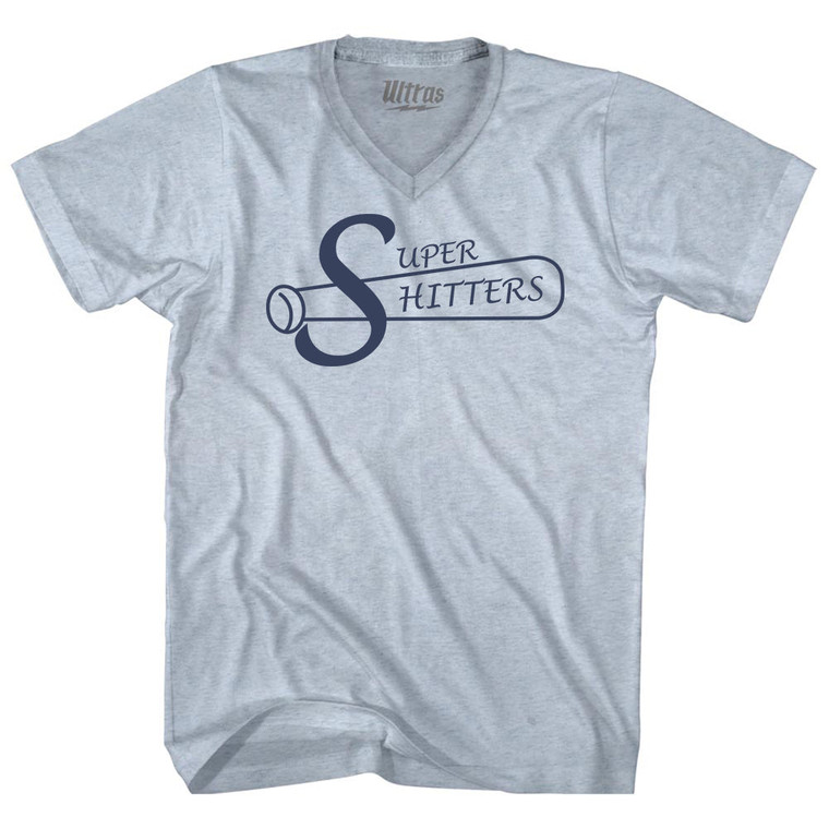 Super Hitters Adult Tri-Blend V-neck T-shirt - Athletic White