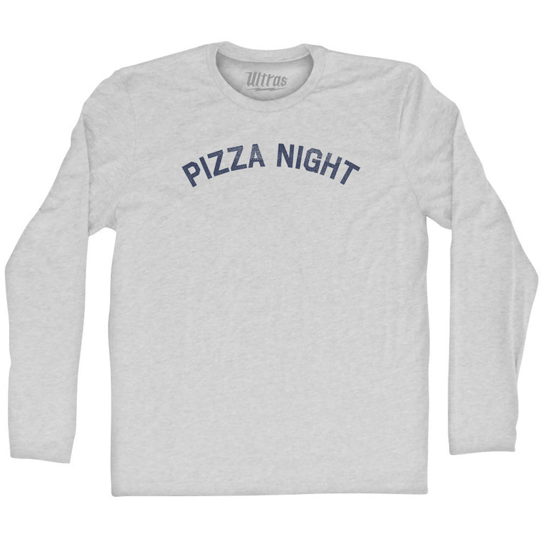 Pizza Night Adult Cotton Long Sleeve T-shirt - Grey Heather