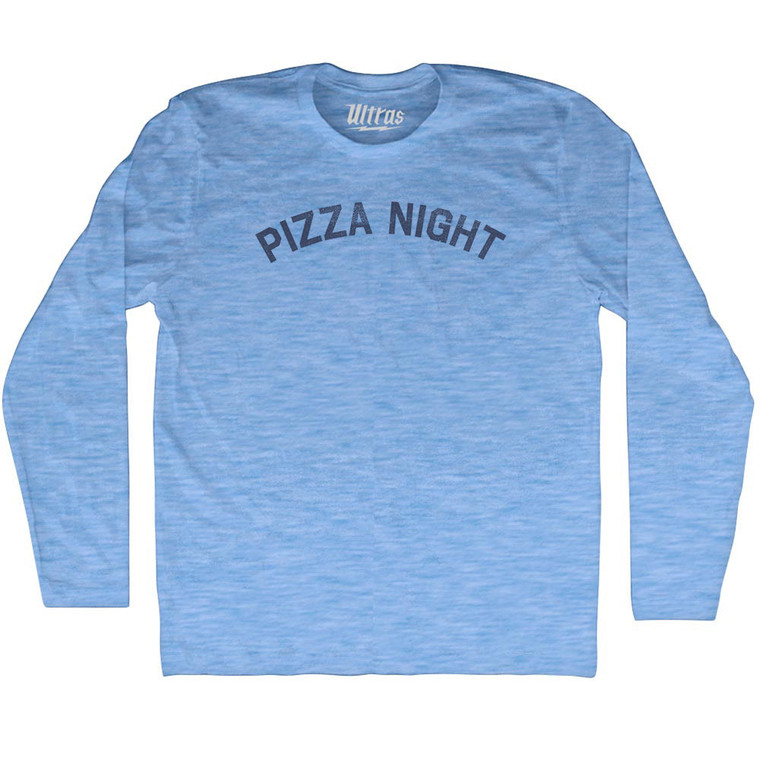Pizza Night Adult Tri-Blend Long Sleeve T-shirt - Athletic Blue