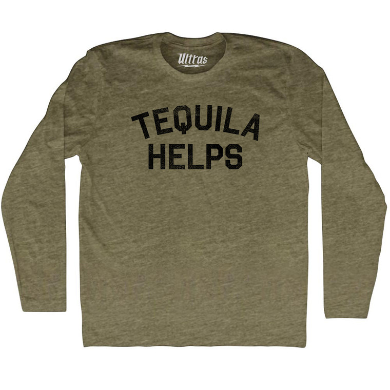 Tequila Helps Adult Tri-Blend Long Sleeve T-shirt - Military Green