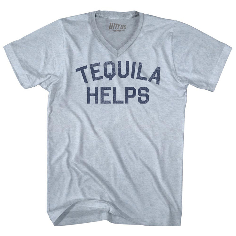 Tequila Helps Adult Tri-Blend V-neck T-shirt - Athletic White