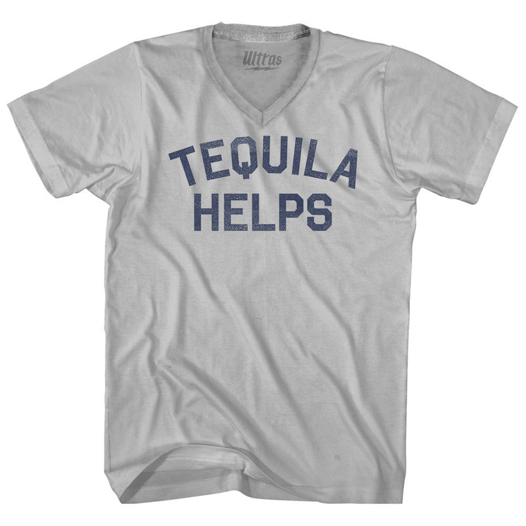 Tequila Helps Adult Tri-Blend V-neck T-shirt - Cool Grey