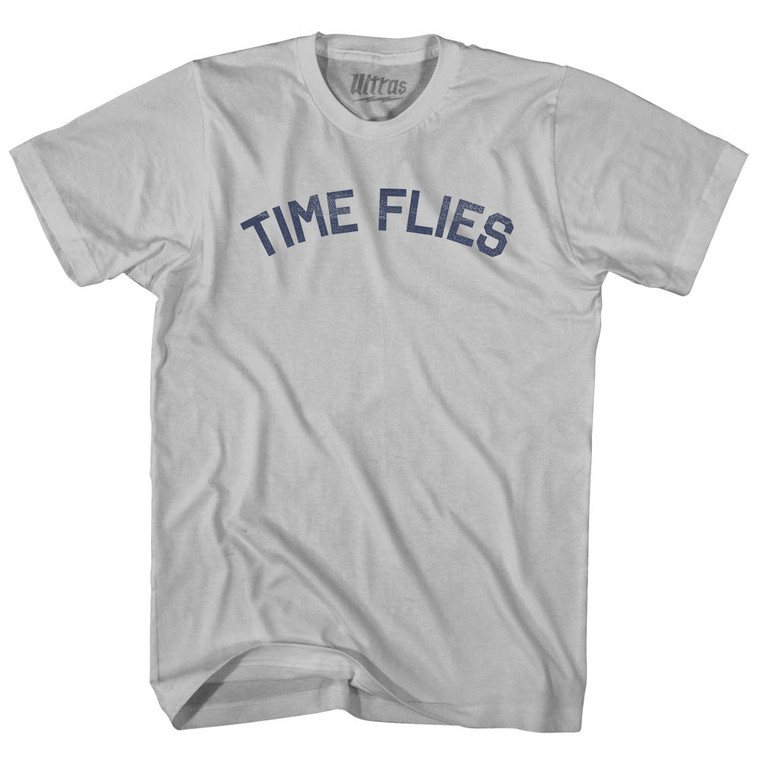 Time Flies Adult Cotton T-shirt - Cool Grey