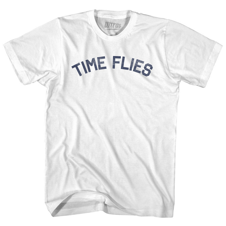 Time Flies Womens Cotton Junior Cut T-Shirt - White