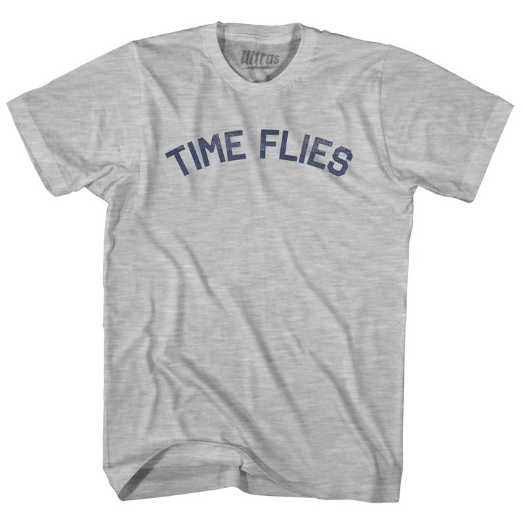 Time Flies Adult Cotton T-shirt - Grey Heather