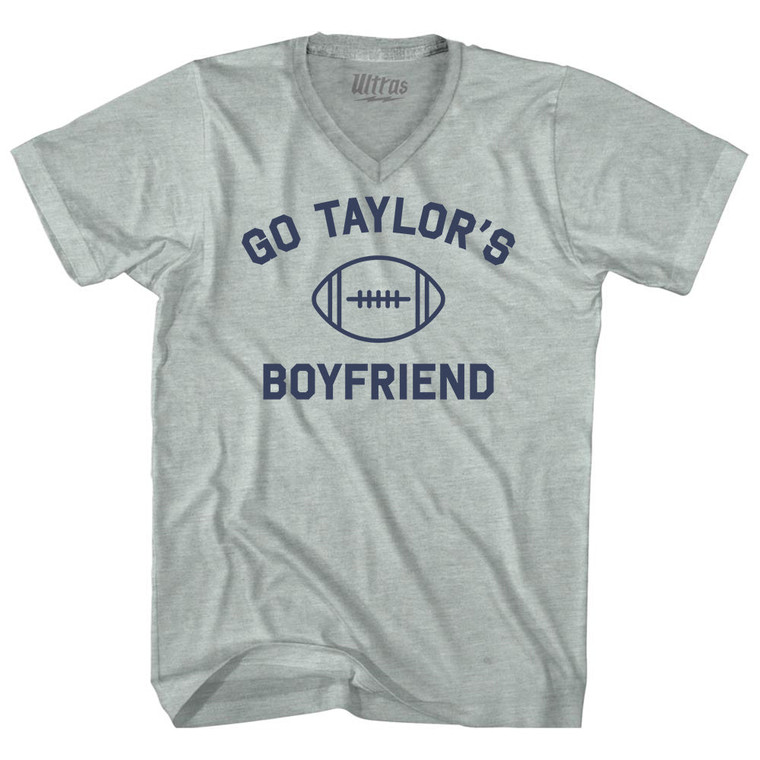 Go Taylor's Boyfriend Adult Tri-Blend V-neck T-shirt - Athletic Cool Grey