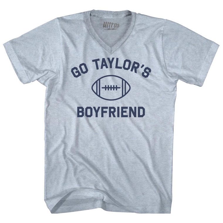 Go Taylor's Boyfriend Adult Tri-Blend V-neck T-shirt - Athletic White