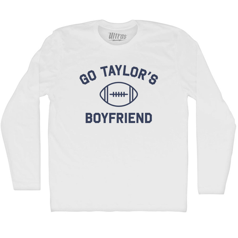 Go Taylor's Boyfriend Adult Cotton Long Sleeve T-shirt - White