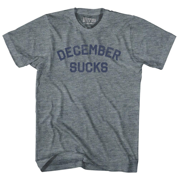 December Sucks Womens Tri-Blend Junior Cut T-Shirt - Athletic Grey