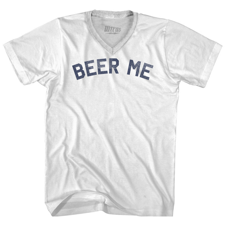 Beer Me Adult Tri-Blend V-neck T-shirt - White
