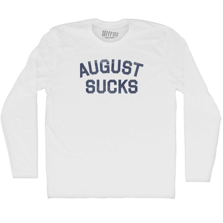 August Sucks Adult Cotton Long Sleeve T-shirt - White