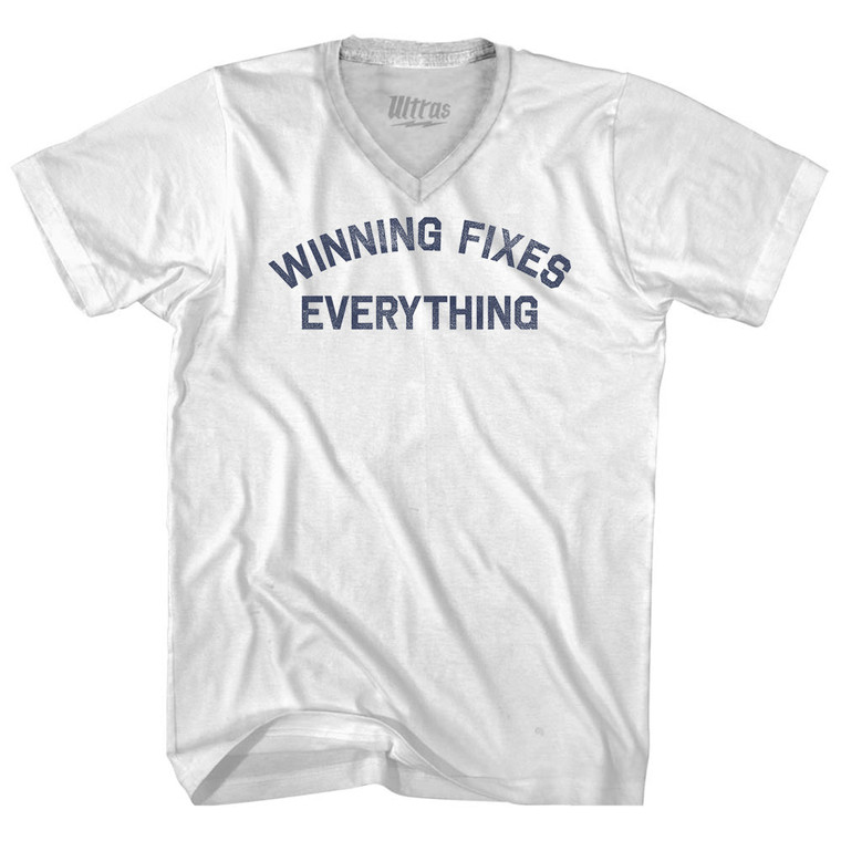 Winning Fixes Everything Adult Tri-Blend V-neck T-shirt - White