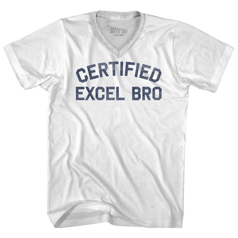 Certified Excel Bro Adult Tri-Blend V-neck T-shirt - White