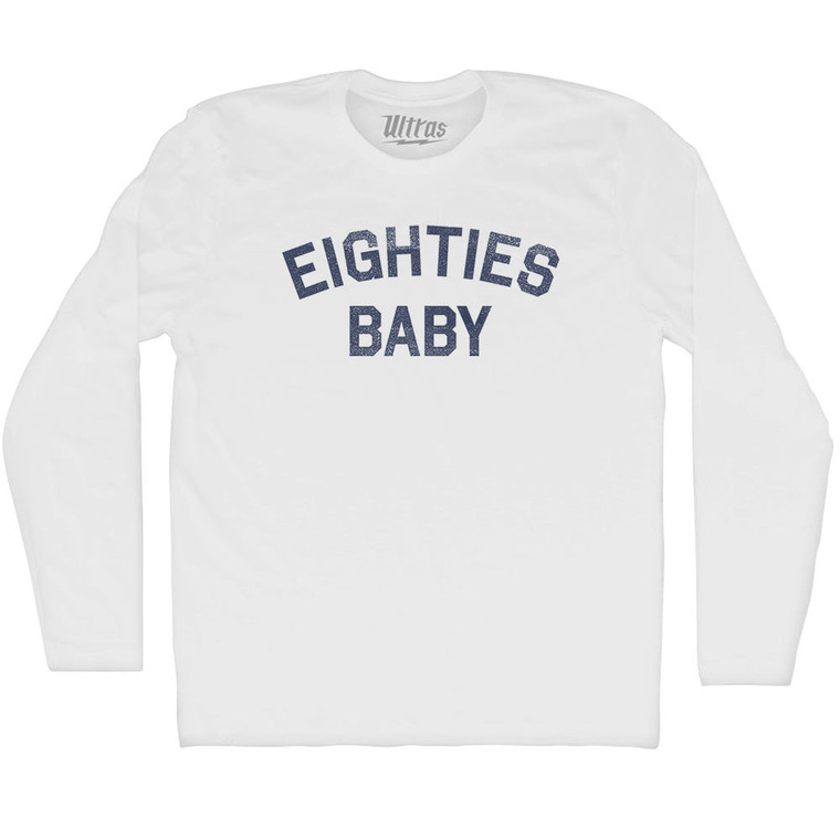 Eighties Baby Adult Cotton Long Sleeve T-shirt - White