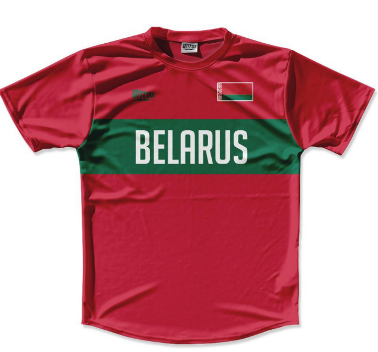 Adult LARGE- Belarus Flag Finish Line Running Cross Country Track Shirt- Final Sale SL19