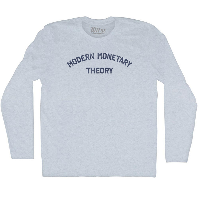 Modern Monetary Theory Adult Tri-Blend Long Sleeve T-shirt - Athletic White