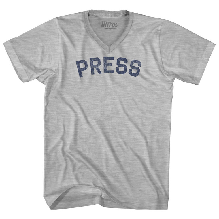 Press Adult Cotton V-neck T-shirt - Grey Heather